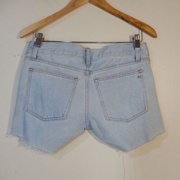 MADEWELL Relaxed Fit Denim Maternity Side Panel SHORTS Size 24 Blue Essen NEW - Picture 4 of 10